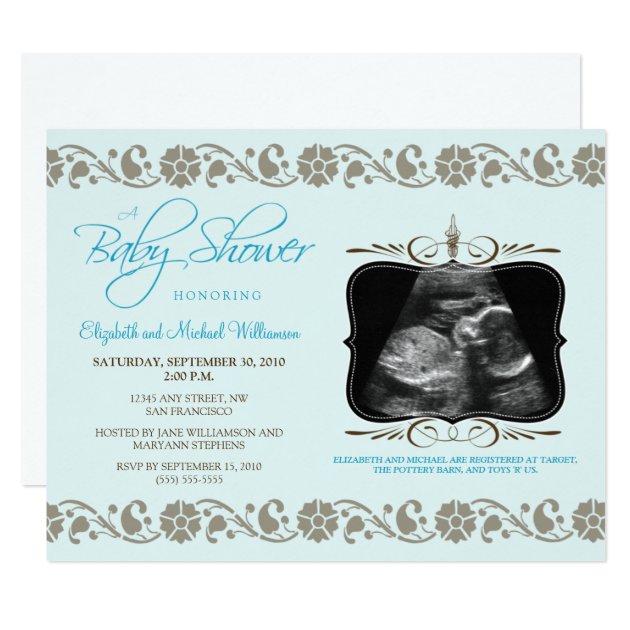 Precious Sonogram Baby Shower Invitation (blue)