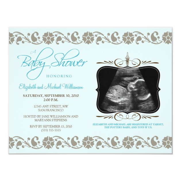 Precious Sonogram Baby Shower Invitation (blue)