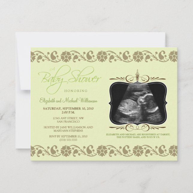 Precious Sonogram Baby Shower Invitation (green) (Front)