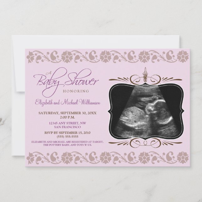 Precious Sonogram Baby Shower Invitation (lilac) (Front)