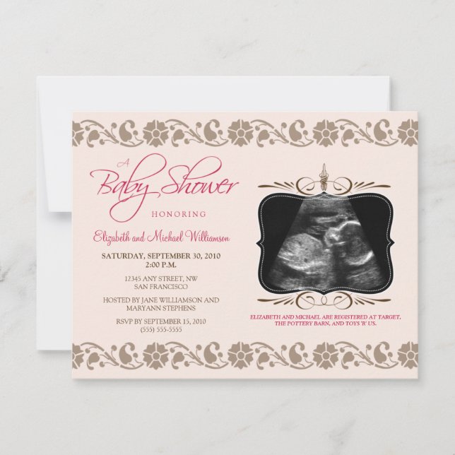 Precious Sonogram Baby Shower Invitation (pink) (Front)