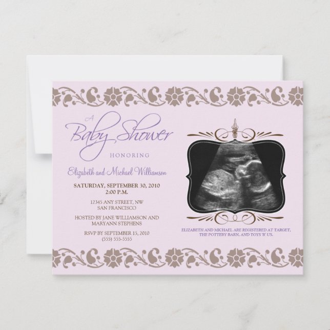 Precious Sonogram Baby Shower Invitation (purple) (Front)
