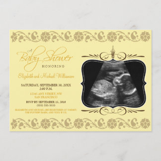 Precious Sonogram Baby Shower Invitation (yellow)
