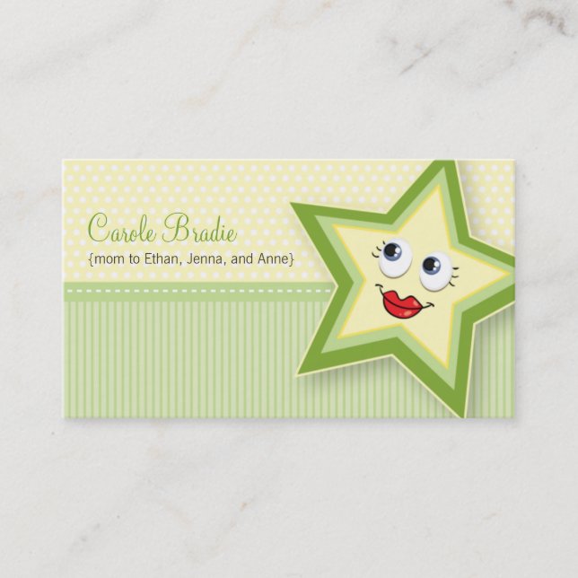 Precious Star Mommy Card Baby Green Business Card (Front)