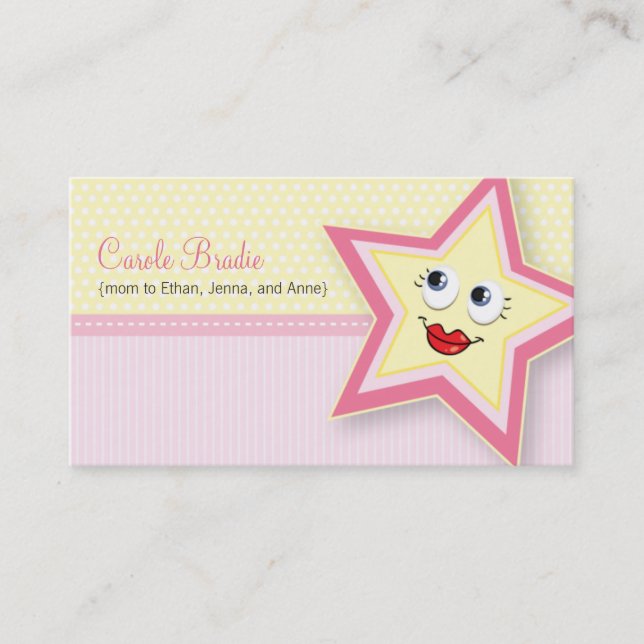 Precious Star Mommy Card Baby Pink Business Card (Front)