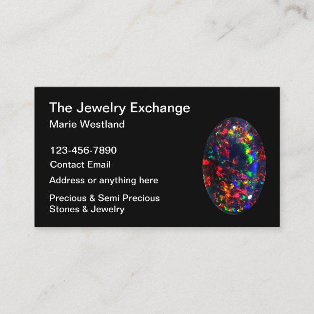 Precious Stone Jeweler Jewelry Theme Business Card (Front)