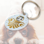 Precious Stone Pet ID Tag<br><div class="desc">Gold jewel-like stone, on a bed of gold stars, customizable text in the back.
Small size, .
** The background color is customizable..</div>
