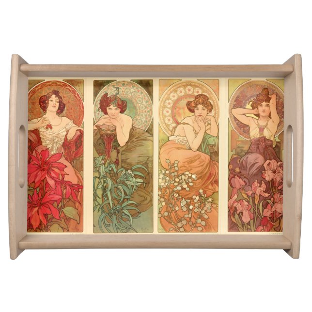 Precious Stones and Flowers, Alphonse Mucha 1900 Serving Tray (Front)