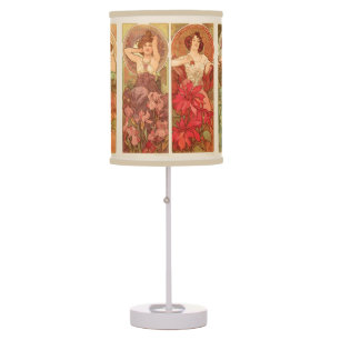 Precious Stones and Flowers, Alphonse Mucha 1900 Table Lamp