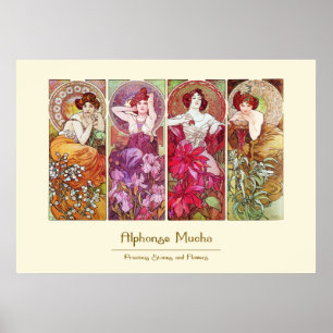 Precious Stones and Flowers, Alphonse Mucha Poster