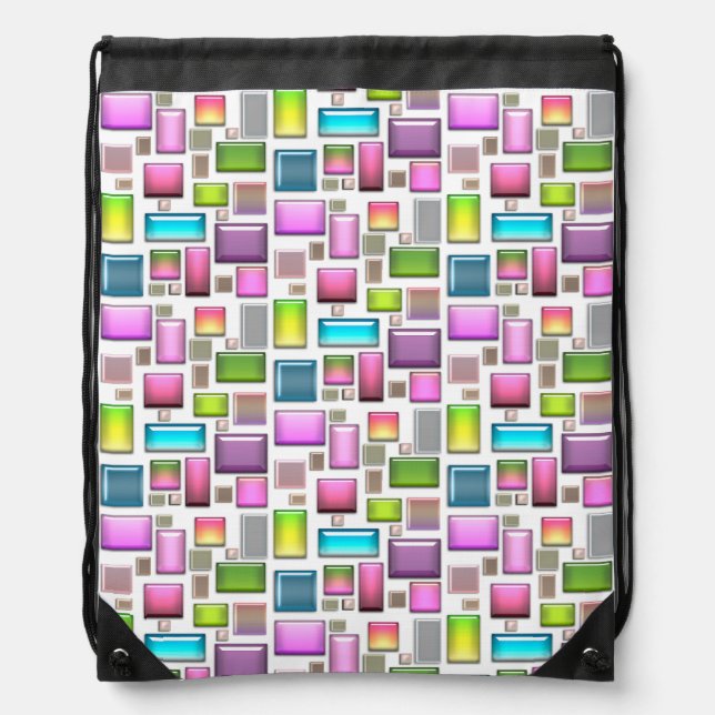 Precious stones and mother of pearl  drawstring bag (Front)