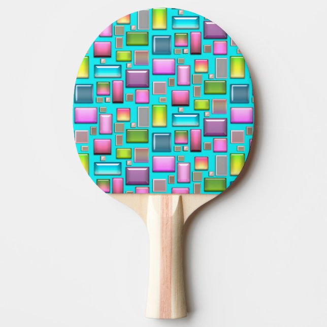 Precious stones and mother of pearl  ping pong paddle (Front)