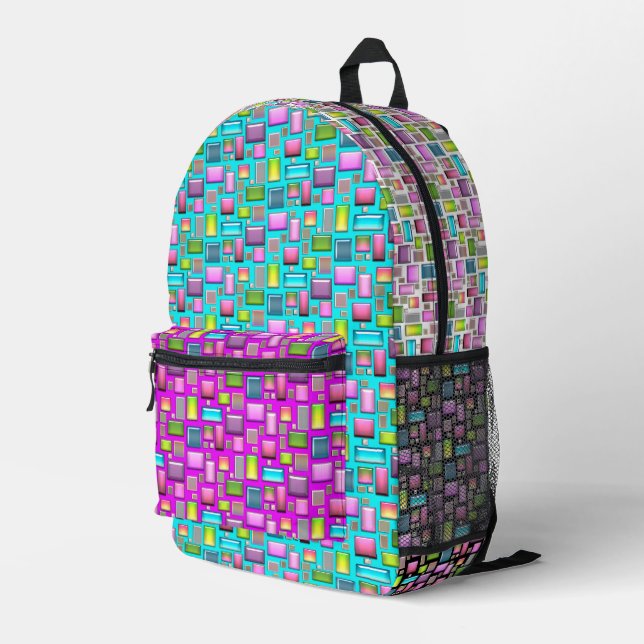 Precious stones and mother of pearl  printed backpack (Back Corner Right)