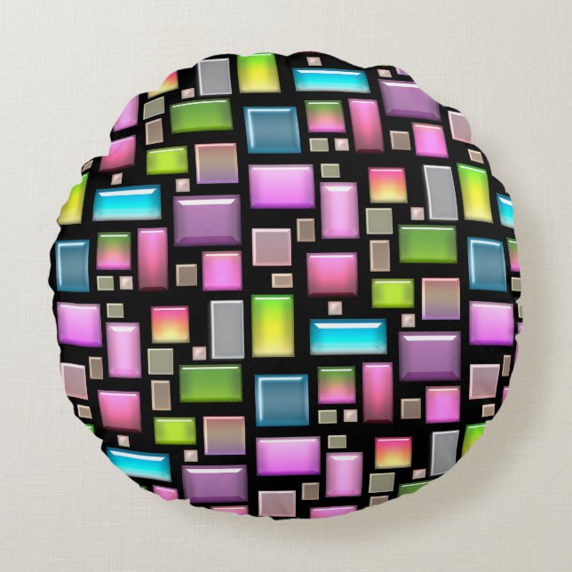 Precious stones and mother of pearl  round pillow (Front)