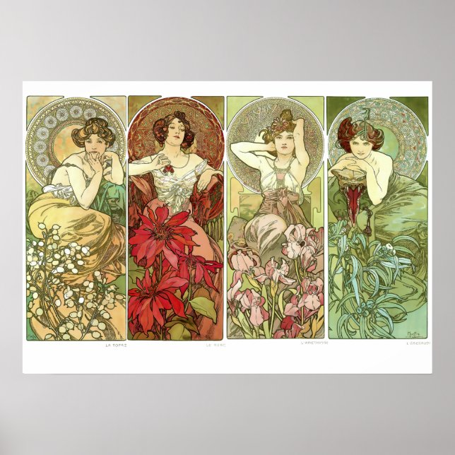 Precious Stones Art Nouveau by Alphonse Mucha Poster (Front)