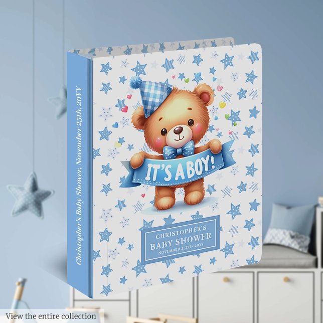 Precious Teddy Bear Baby Memory Binder It’s a boy (Adorable teddy bear baby shower memory album for your little boy.)
