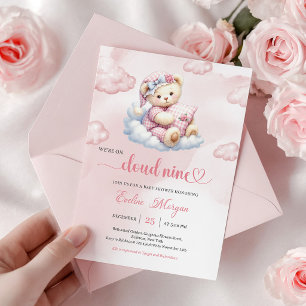 Precious Teddy Bear Baby Shower Invite Cloud 9