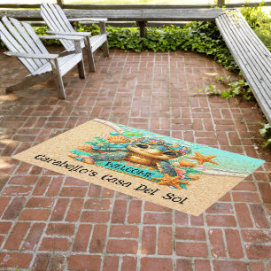 Precious Turtle Theme Outdoor Rug