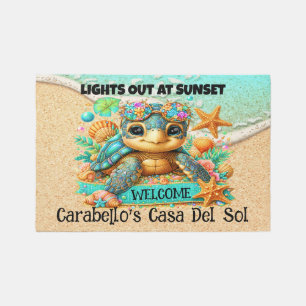 Precious Turtle Theme Outdoor Rug