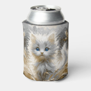 Precious White Kitten  Can Cooler