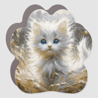 Precious White Kitten  Car Magnet