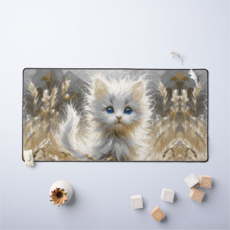 Precious White Kitten  Desk Mat