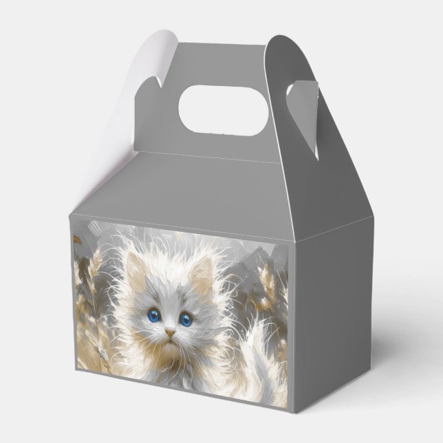 Precious White Kitten  Favor Boxes (Front Side)