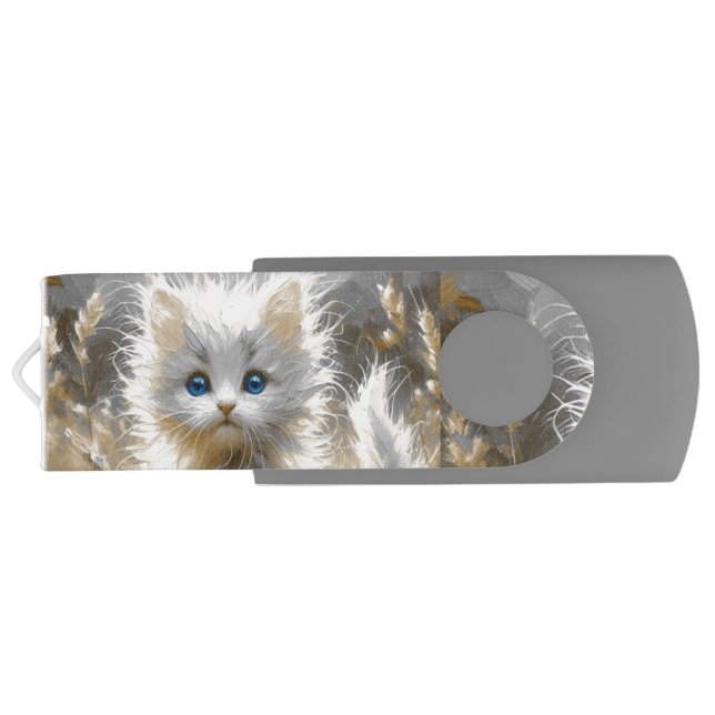 Precious White Kitten  Flash Drive (Back)