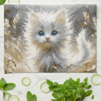 Precious White Kitten  Kitchen Towel