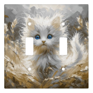 Precious White Kitten  Light Switch Cover