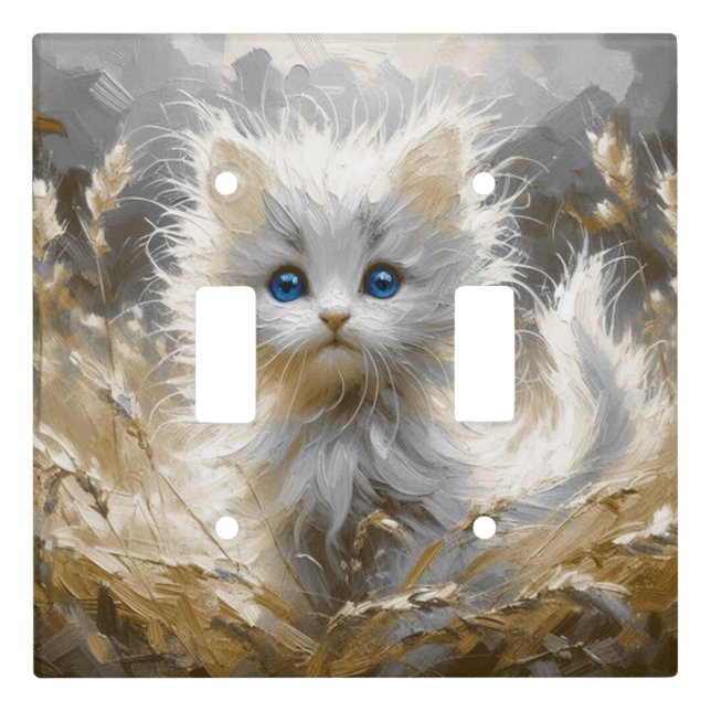 Precious White Kitten  Light Switch Cover (Front)