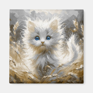 Precious White Kitten  Magnet