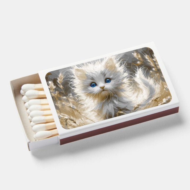 Precious White Kitten  Matchboxes (Front Open)