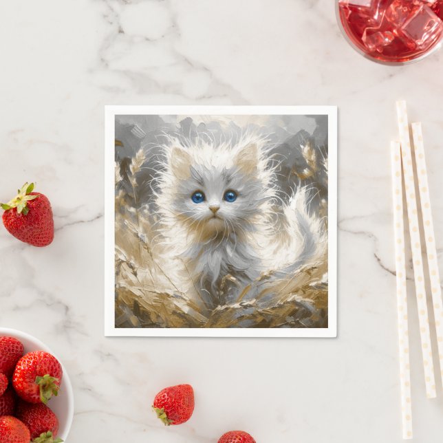 Precious White Kitten  Napkins (Insitu)