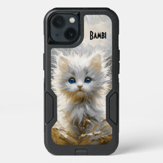 Precious White Kitten Personal Name Monogram iPhone 13 Case