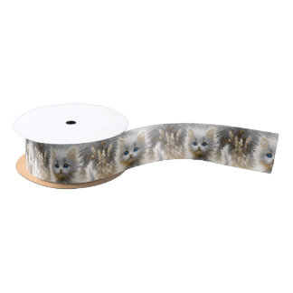 Precious White Kitten Satin Ribbon