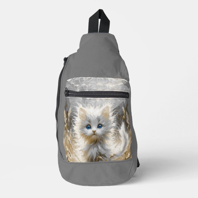 Precious White Kitten  Sling Bag (Front)