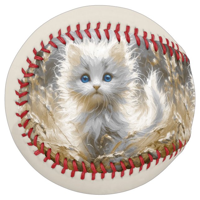 Precious White Kitten  Softball (Front Left)