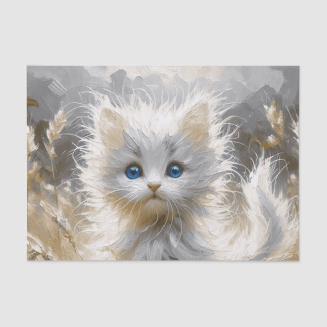 Precious White Kitten  Tissue Paper (Front)