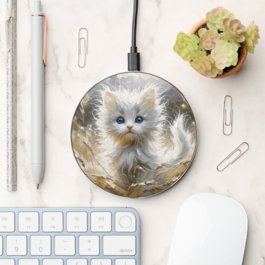 Precious White Kitten Wireless Charger (Desk)
