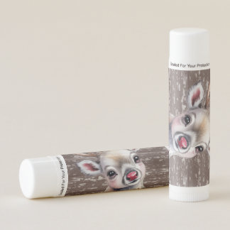 Precious White Reindeer Red Shiny Nose Birthday  Lip Balm