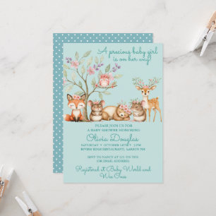 Precious Woodland Animals Baby Shower Invitation