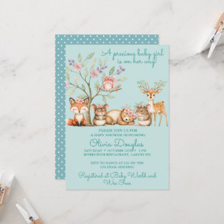 Precious Woodland Animals Baby Shower Invitation