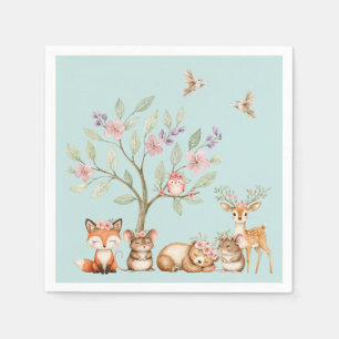 Precious Woodland Animals Baby Shower Napkins