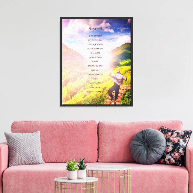 'Precious Words' Poem Mountain Side Poster Plaque Canvas Print (Insitu(LivingRoom))