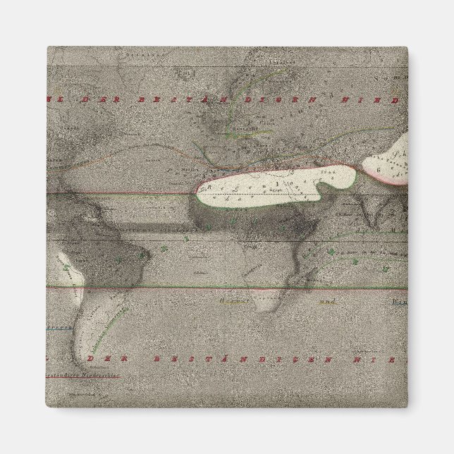 Precipitation World Map Magnet (Front)