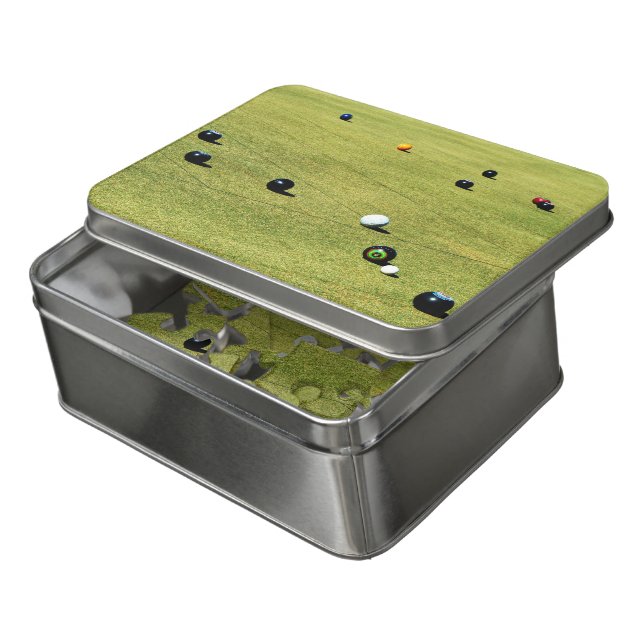 Precision and Strategy: Lawn Bowl Competition Game Jigsaw Puzzle (Lid Open)