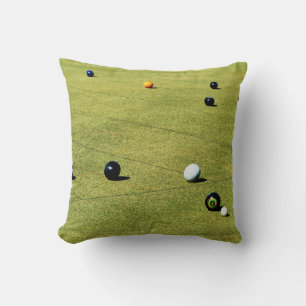 Precision and Strategy: Lawn Bowl Competition Game Throw Pillow