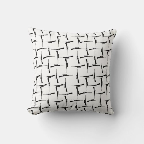 Precision Pursuit Hunting Motif Black and White P Throw Pillow