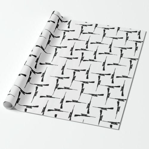 Precision Pursuit Hunting Motif Black and White P Wrapping Paper